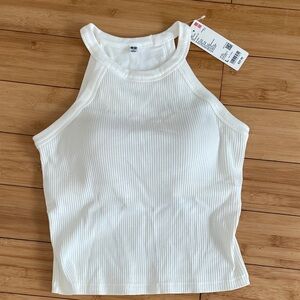 Uniqlo Cream Ribbed Tank Top